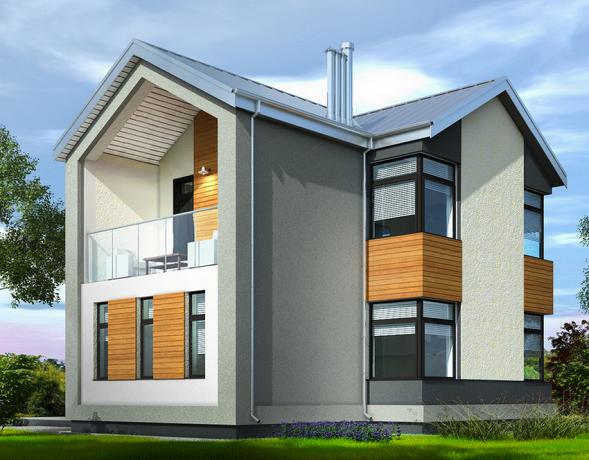 Двухэтажный дом в скандинавском стиле "Барнхаус" с террасой